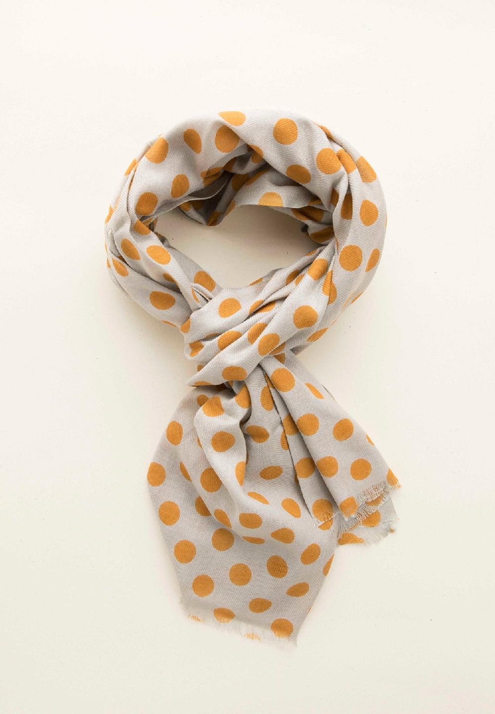 Angelico Sciarpa grigia pois coccio misto lana frange