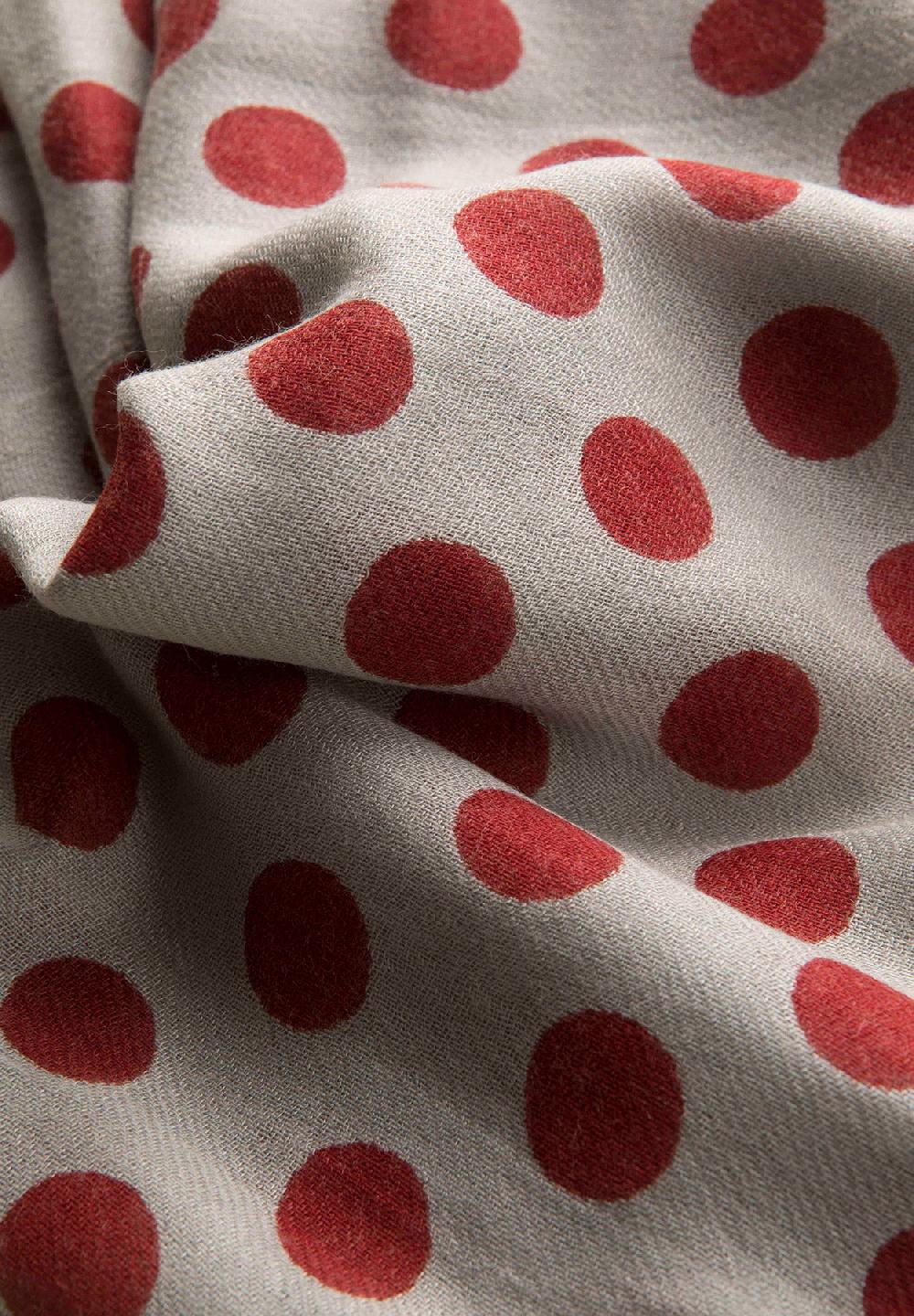 Angelico Sciarpa Grigia Pois Rosso Misto Lana Frange