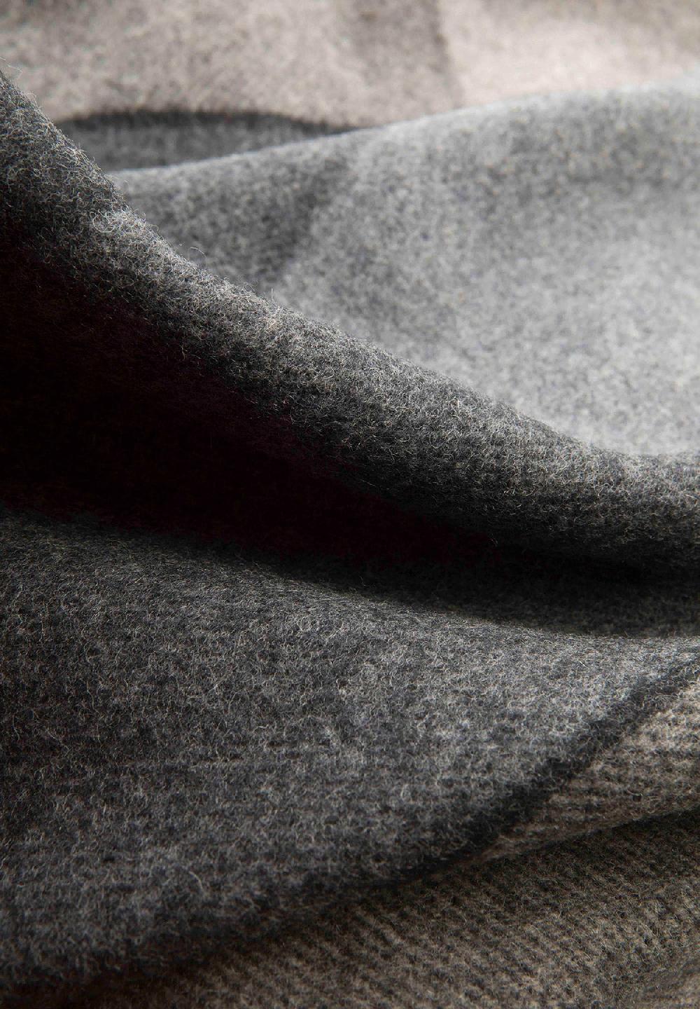 Angelico Sciarpa Marrone Fantasia Quadri Frange Lana Vergine