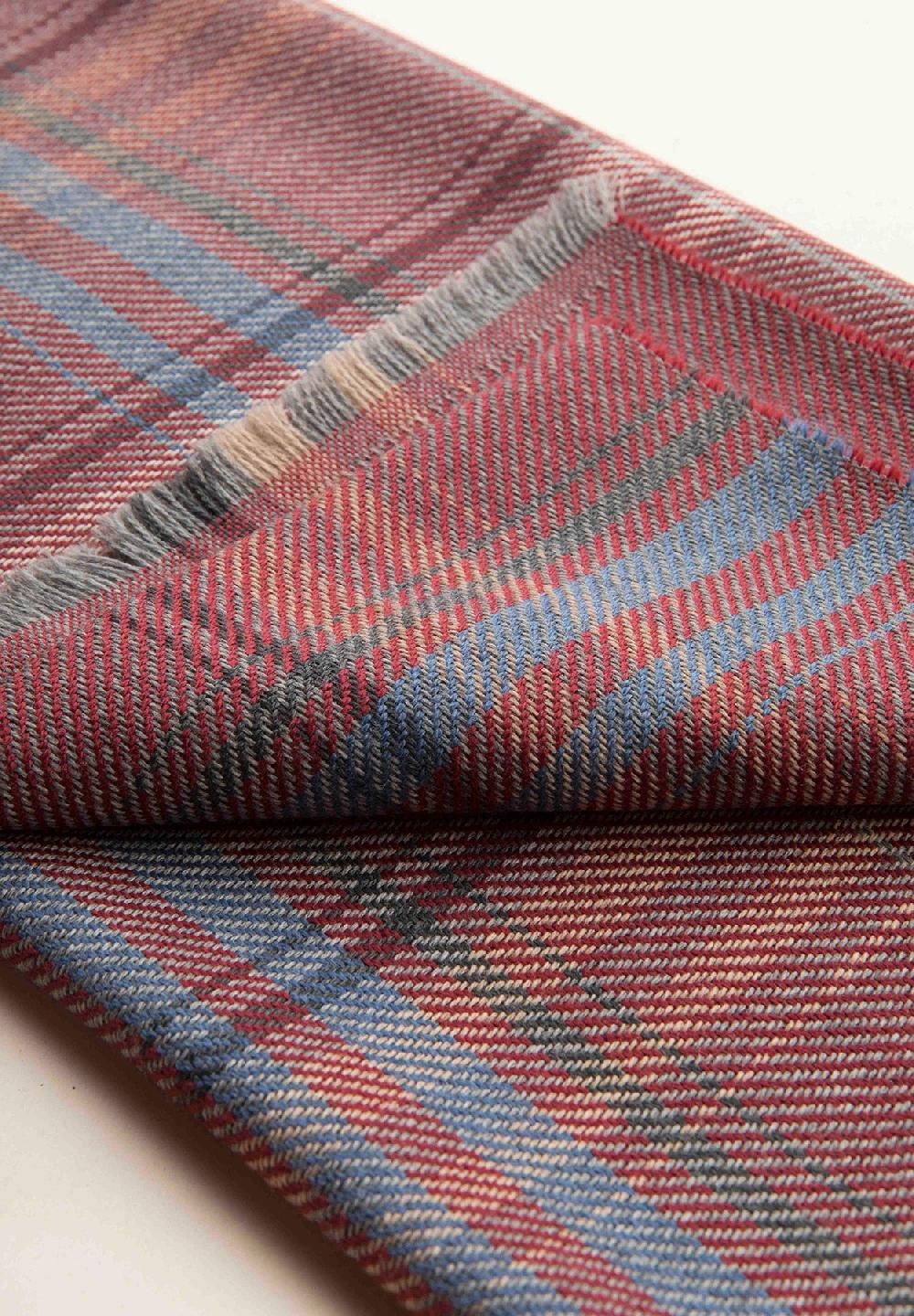 Angelico Sciarpa Rossa Fantasia Quadri Lana Vergine