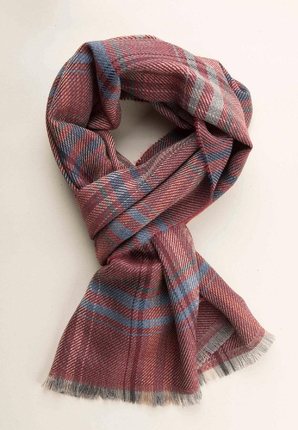 Angelico Sciarpa rossa fantasia quadri lana vergine