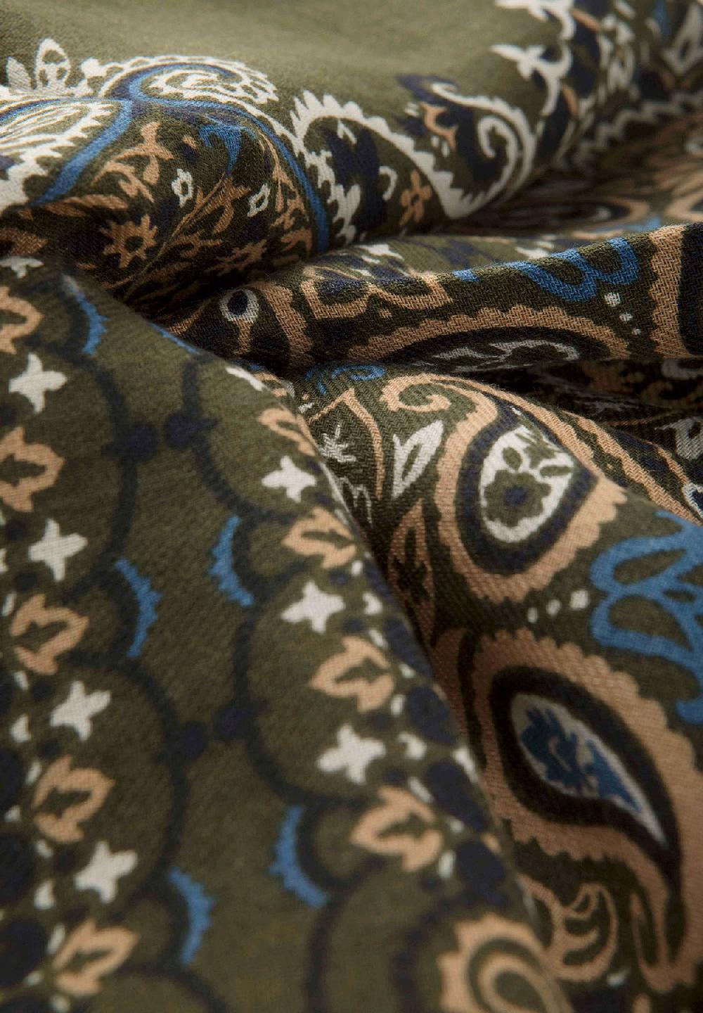 Angelico Sciarpa Verde Militare Fantasia Cotone Lana