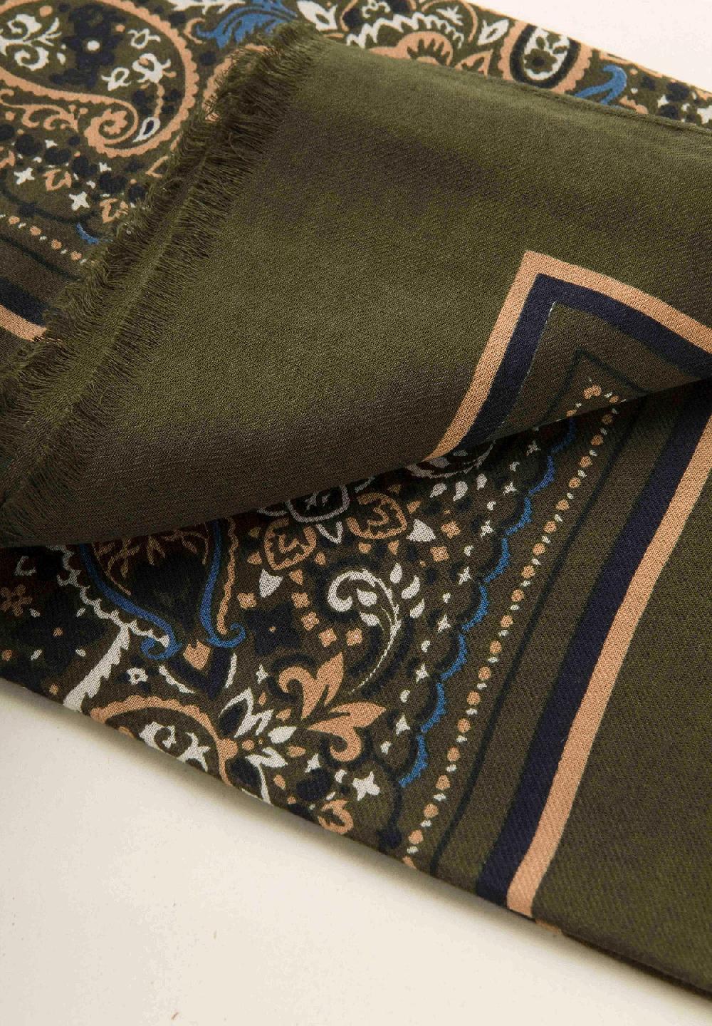 Angelico Sciarpa Verde Militare Fantasia Cotone Lana