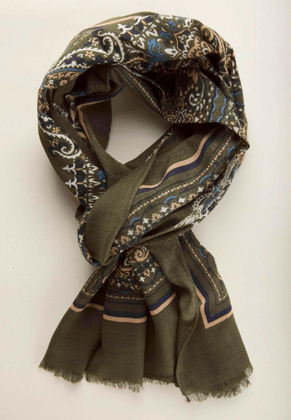 Angelico Sciarpa verde militare fantasia cotone lana