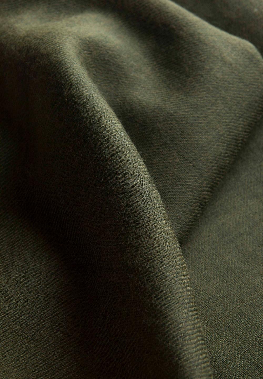 Angelico Sciarpa Verde Militare Lana Merinos Frange