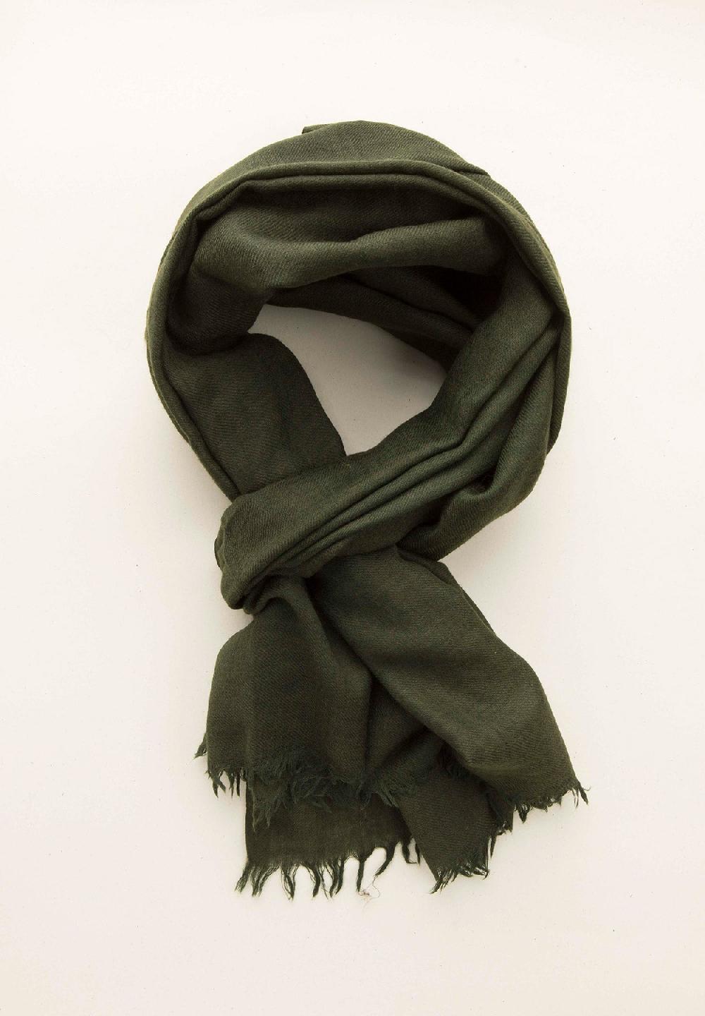 Angelico Sciarpa verde militare lana merinos frange