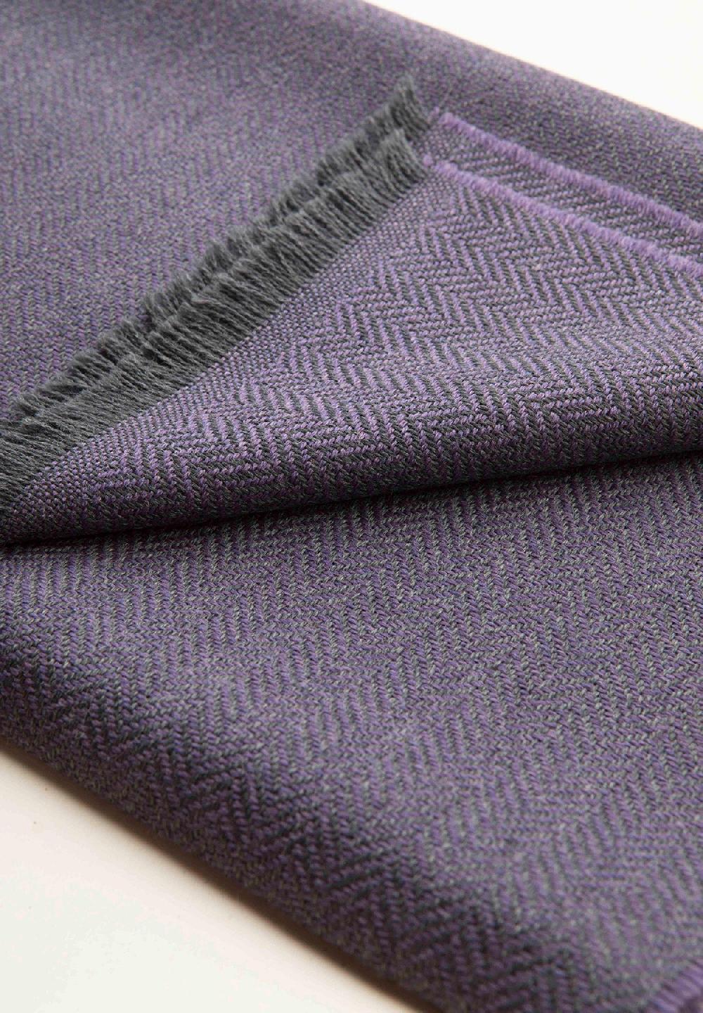 Angelico Sciarpa Viola Tessuto Spigato Lana Vergine