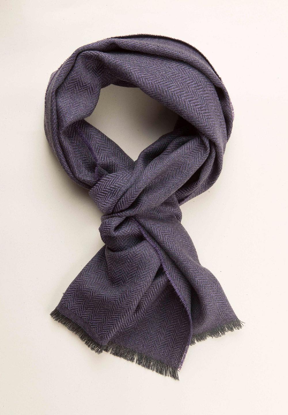 Angelico Sciarpa viola tessuto spigato lana vergine