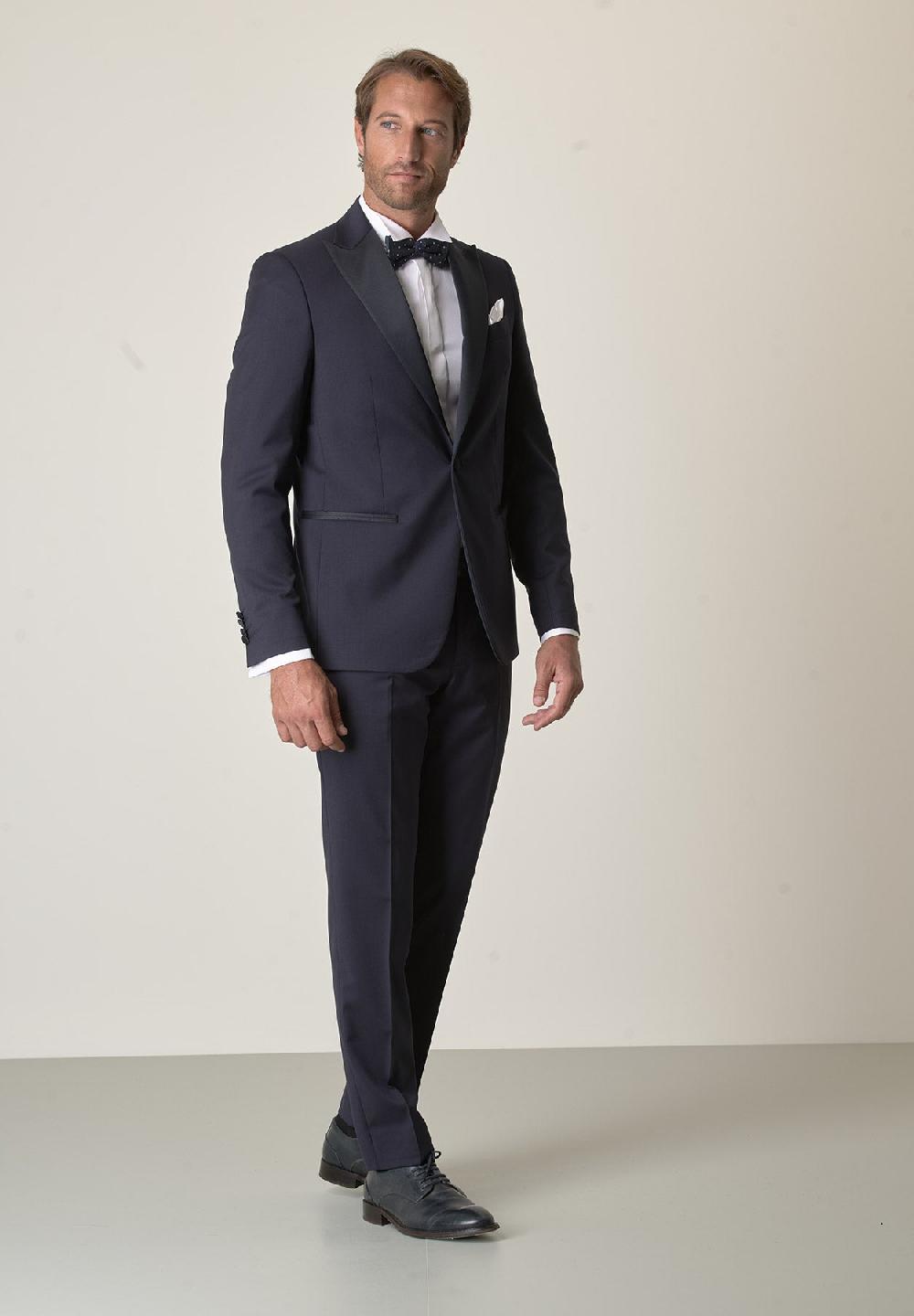 Angelico Smoking Blu Lana Vergine Super 100s Custom Fit