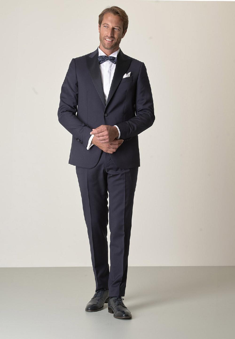 Angelico Smoking blu lana vergine super 100s custom fit