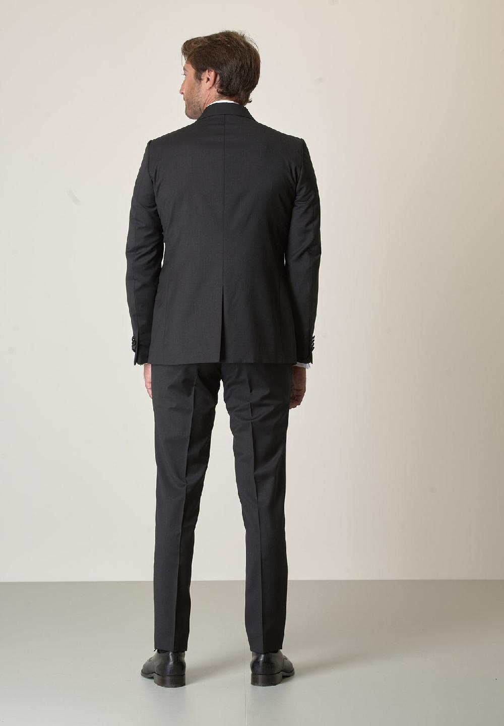 Angelico Smoking Nero Lana Vergine Super 100s Custom Fit