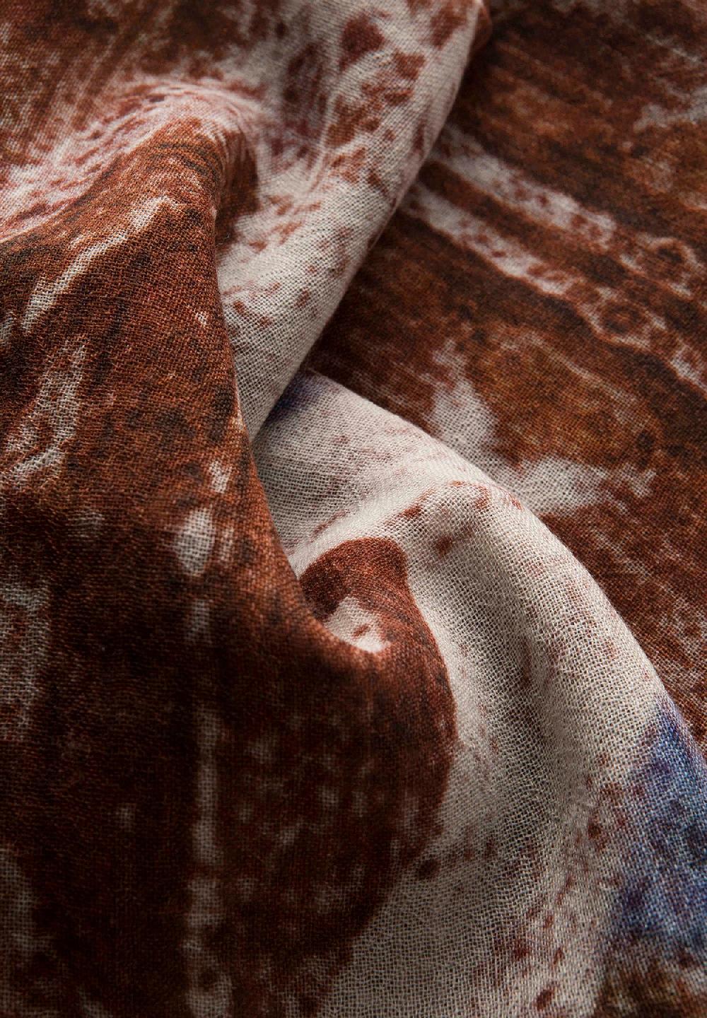 Angelico Stola Bordeaux Grigia Fantasia Astratta Lana Frange