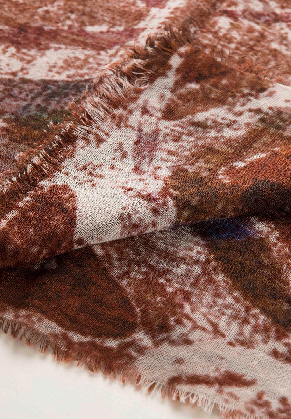 Angelico Stola Bordeaux Grigia Fantasia Astratta Lana Frange