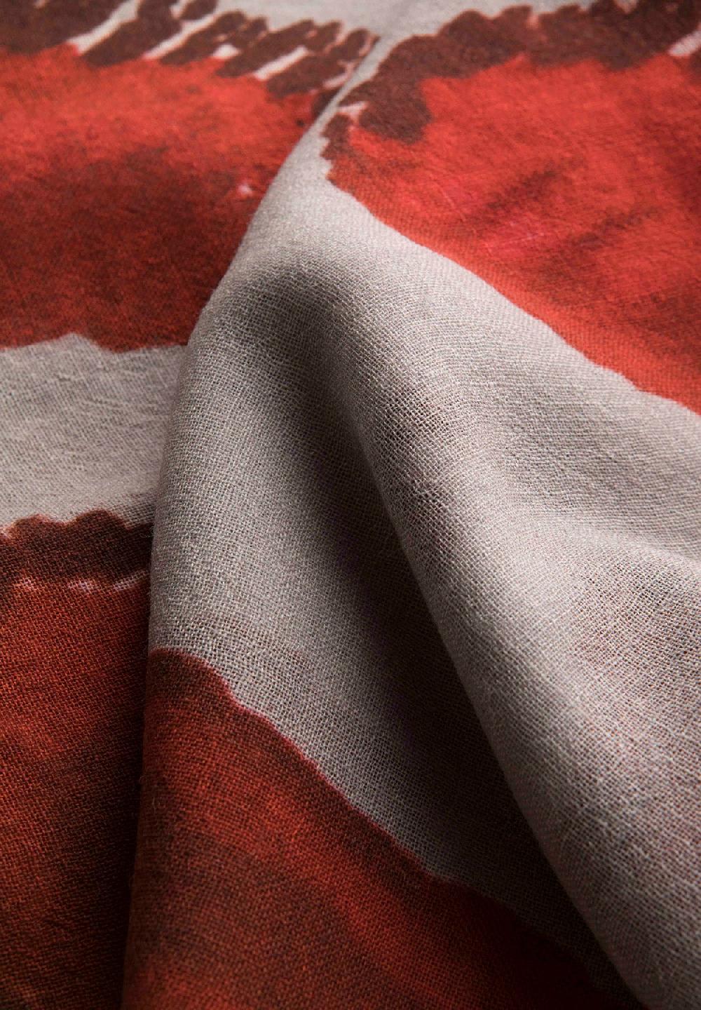 Angelico Stola Grigia Rossa Fantasia Astratta Lana Frange