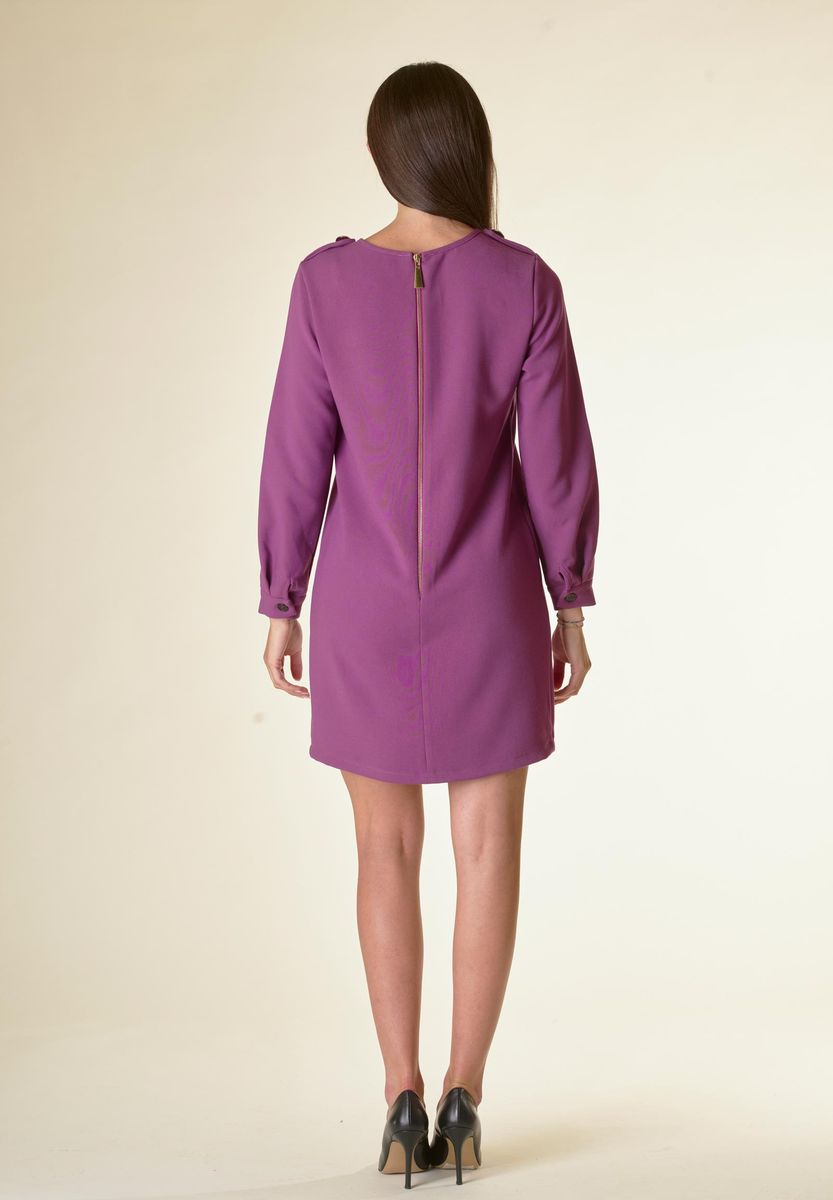 Angelico Vestito Ciclamino Corto Crepe Con Taschini