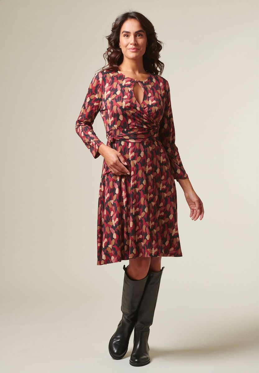 Angelico Vestito vinaccia-beige incrociato fantasia