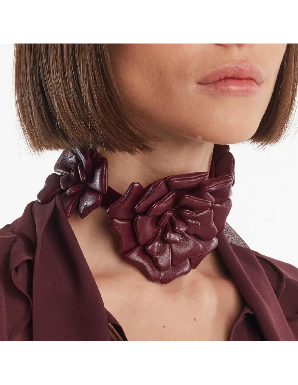 Angelo Marani CHOKER C/FIORE IN ECOPELLE