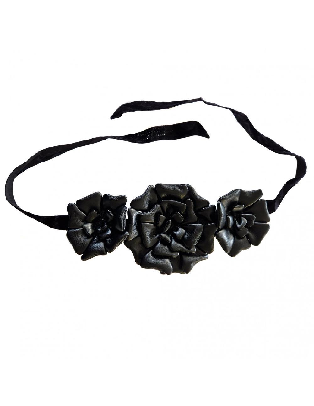 Angelo marani CHOKER C/FIORE IN ECOPELLE