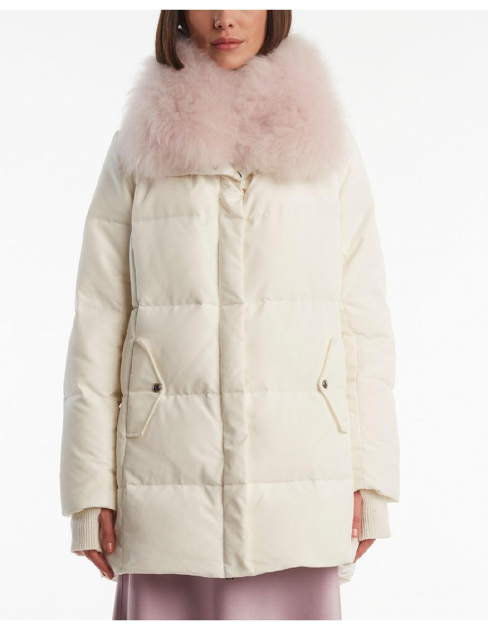 Angelo Marani PIUMINO C/RICAMO E COLLO IN PELO