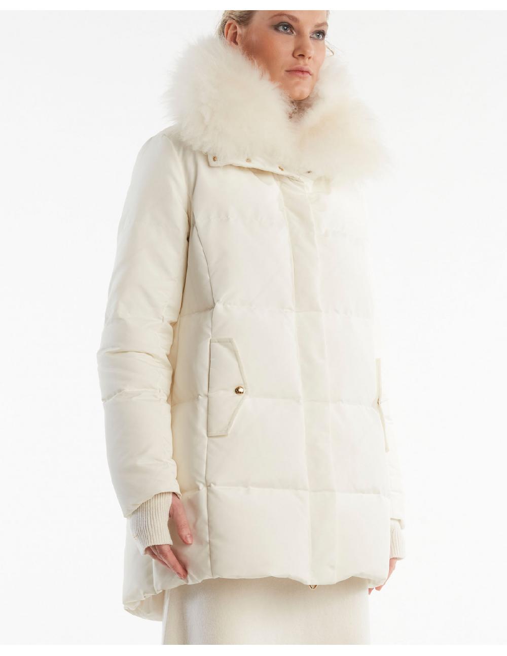 Angelo Marani PIUMINO C/RICAMO E COLLO IN PELO