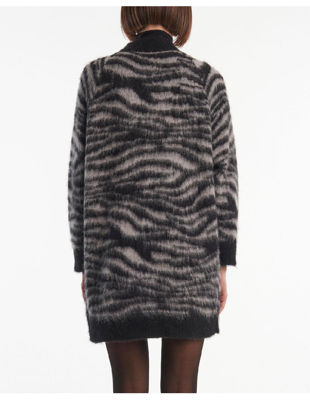 Angelo Marani CARDIGAN GARZATO ZEBRA IN ALPACA+SPILLA