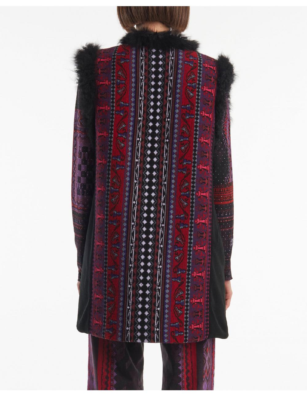 Angelo marani GILET JACQUARD C/PROFILI IN VERO PELO