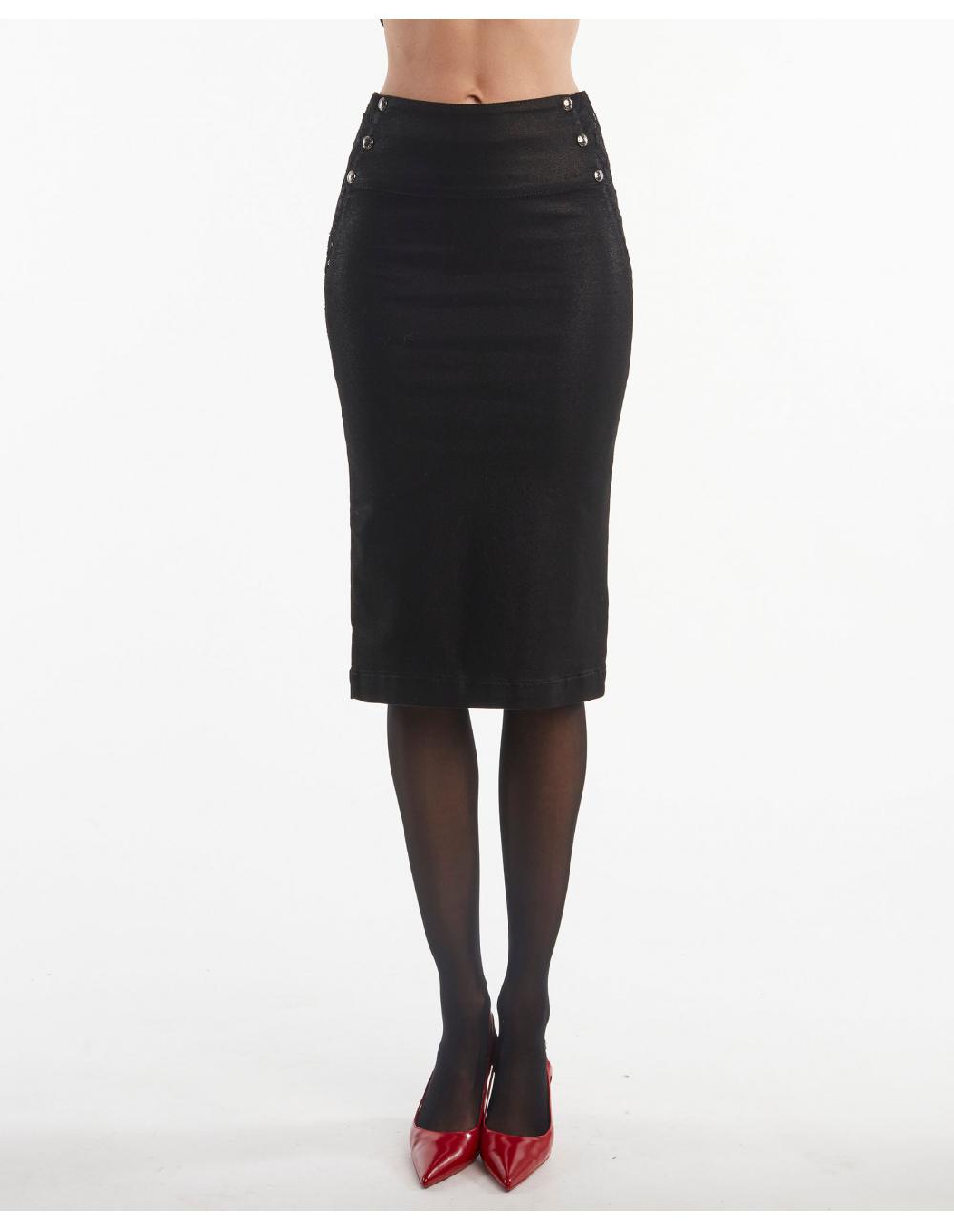 Angelo marani GONNA A TUBINO SPALMATA C/INS. IN PIZZO