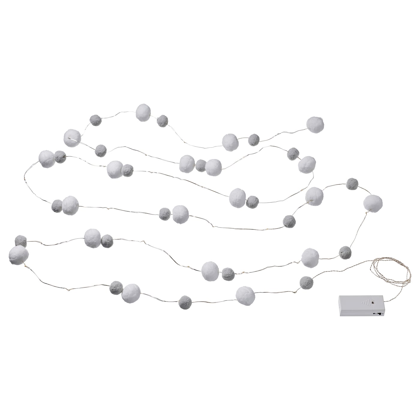 IKEA AKTERPORT Illuminazione a LED 40 luci a batterie mini/pompon bianco/grigio