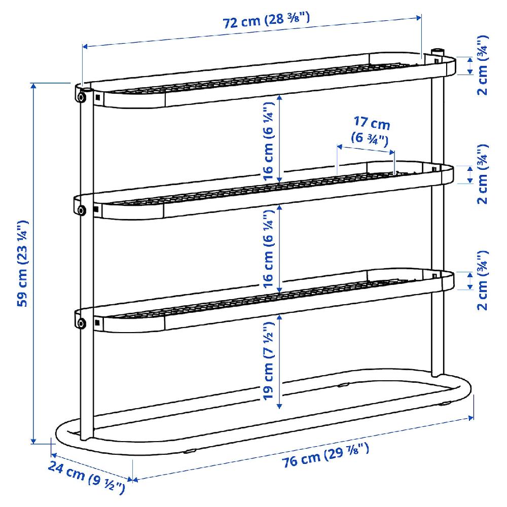 IKEA ÄLGANÄS Rastrelliera Per Scarpe Nero 76x24x59 Cm