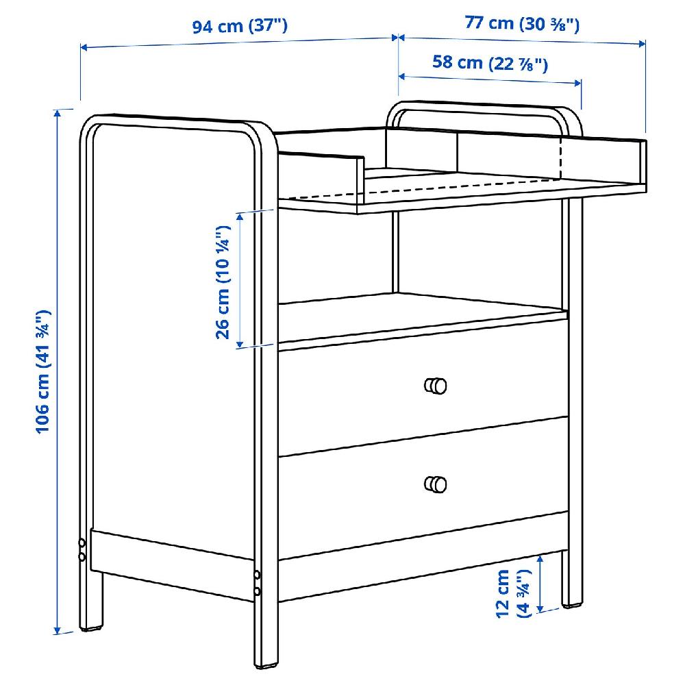 IKEA ÄLSKVÄRD Cassettiera/fasciatoio Betulla/bianco