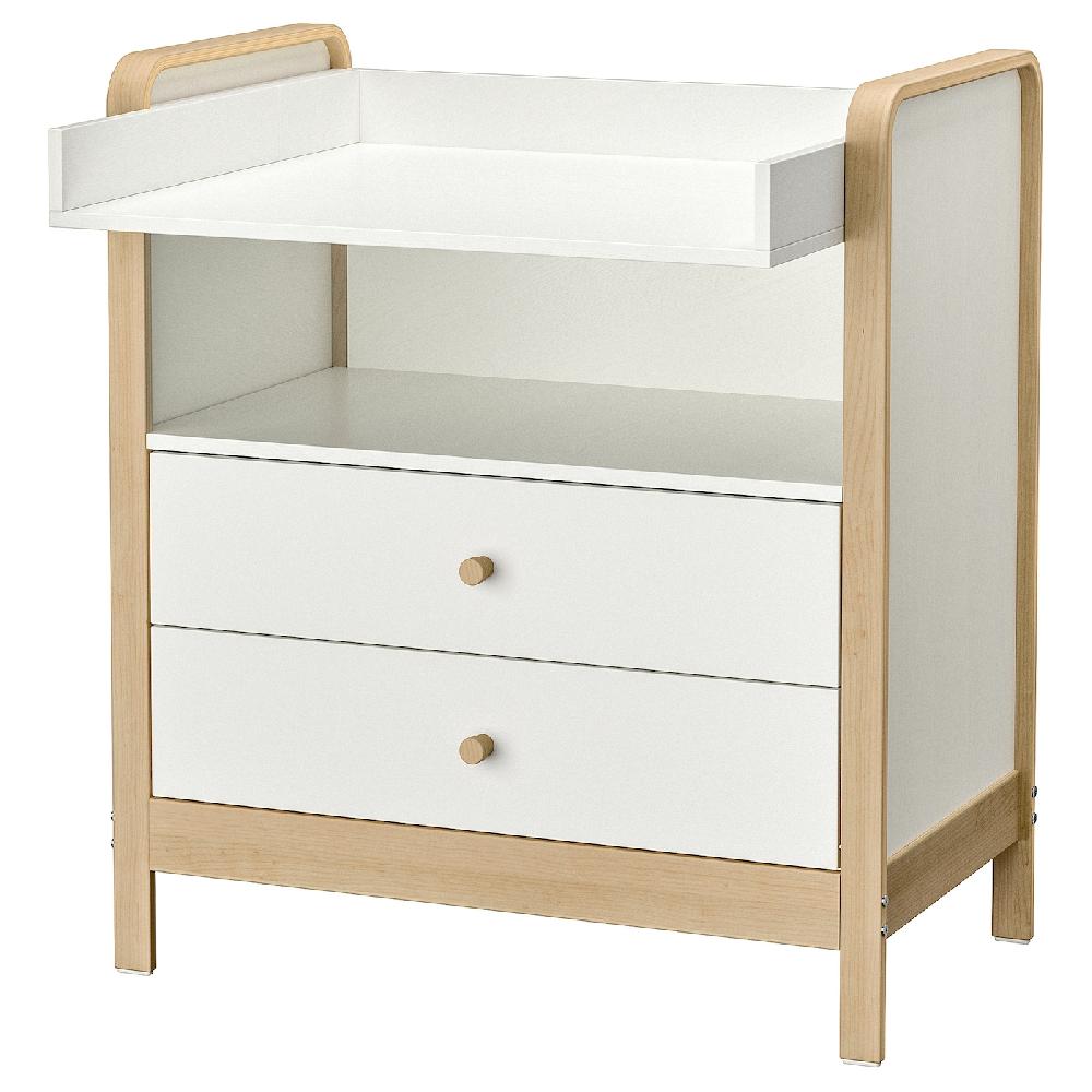 IKEA ÄLSKVÄRD Cassettiera/fasciatoio betulla/bianco
