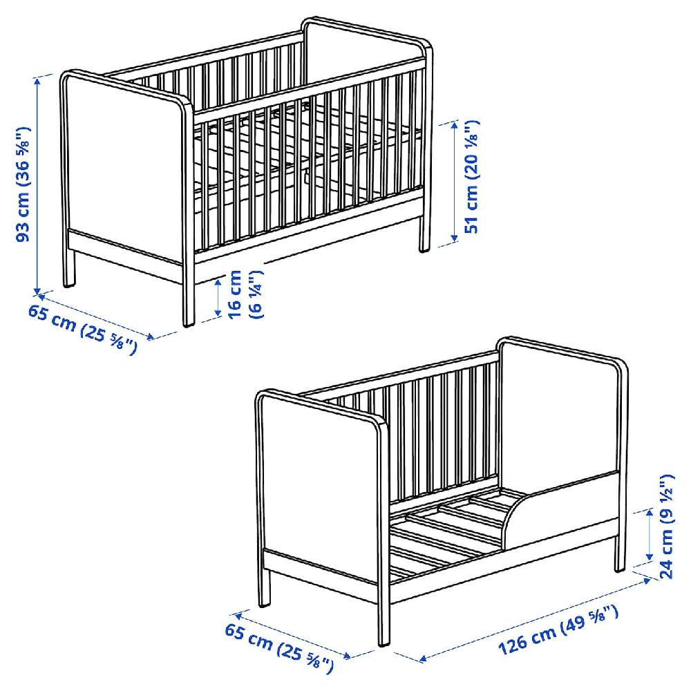 IKEA ÄLSKVÄRD Set Di 2 Mobili Per Neonati Betulla/bianco 60x120 Cm