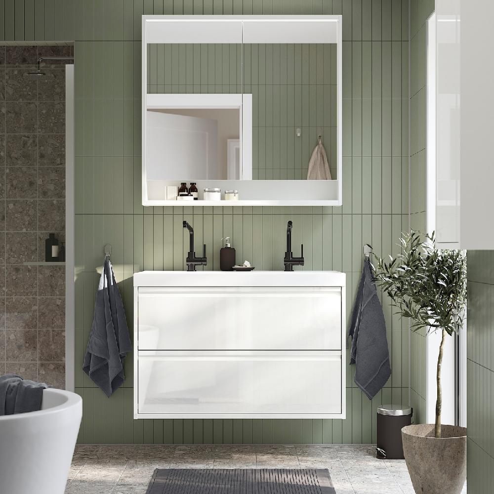 IKEA ÄNGSJÖN / BACKSJÖN Mobile Lav/cassetti/lav/miscelatori Lucido Bianco 100x48x69 Cm