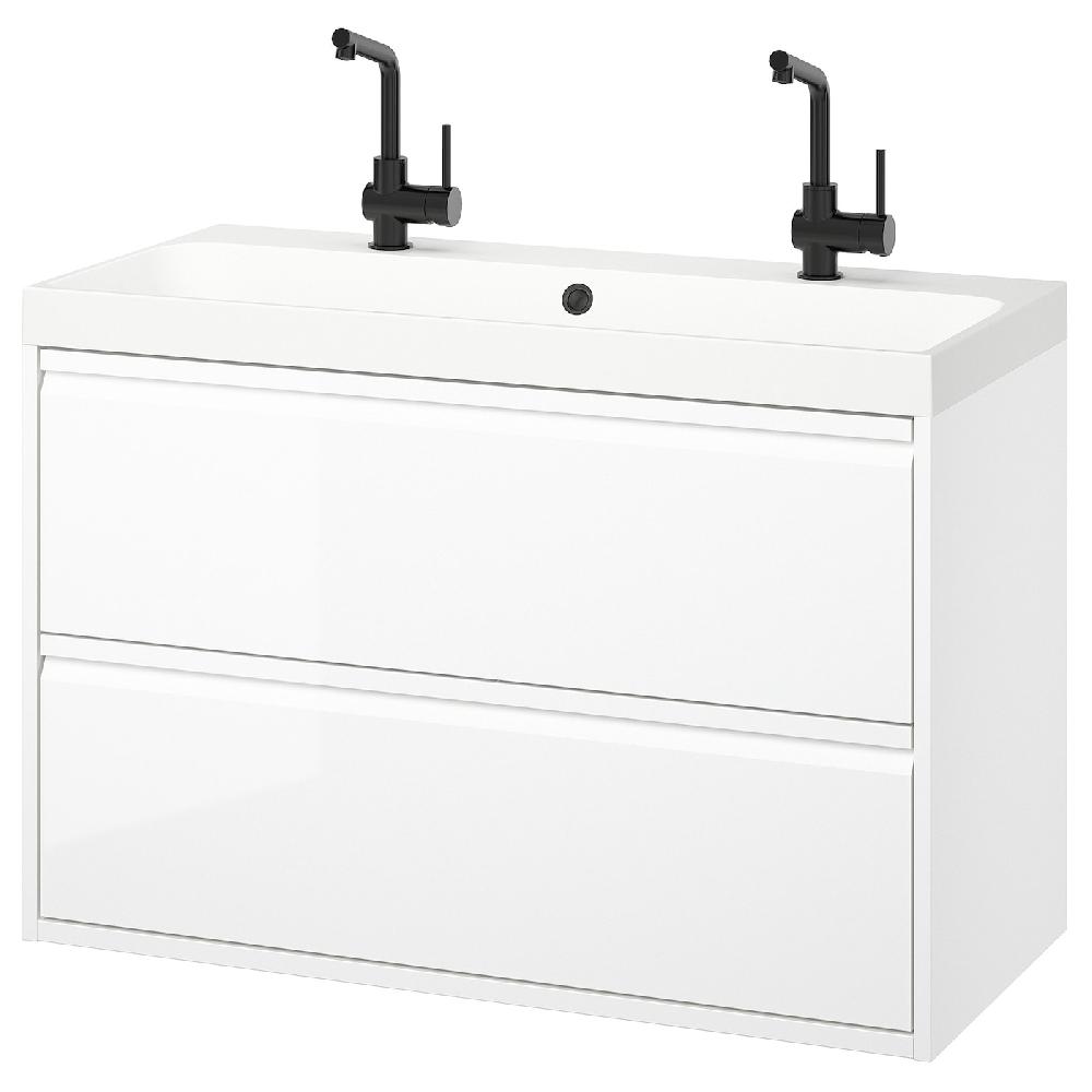 IKEA ÄNGSJÖN / BACKSJÖN Mobile lav/cassetti/lav/miscelatori lucido bianco 100x48x69 cm