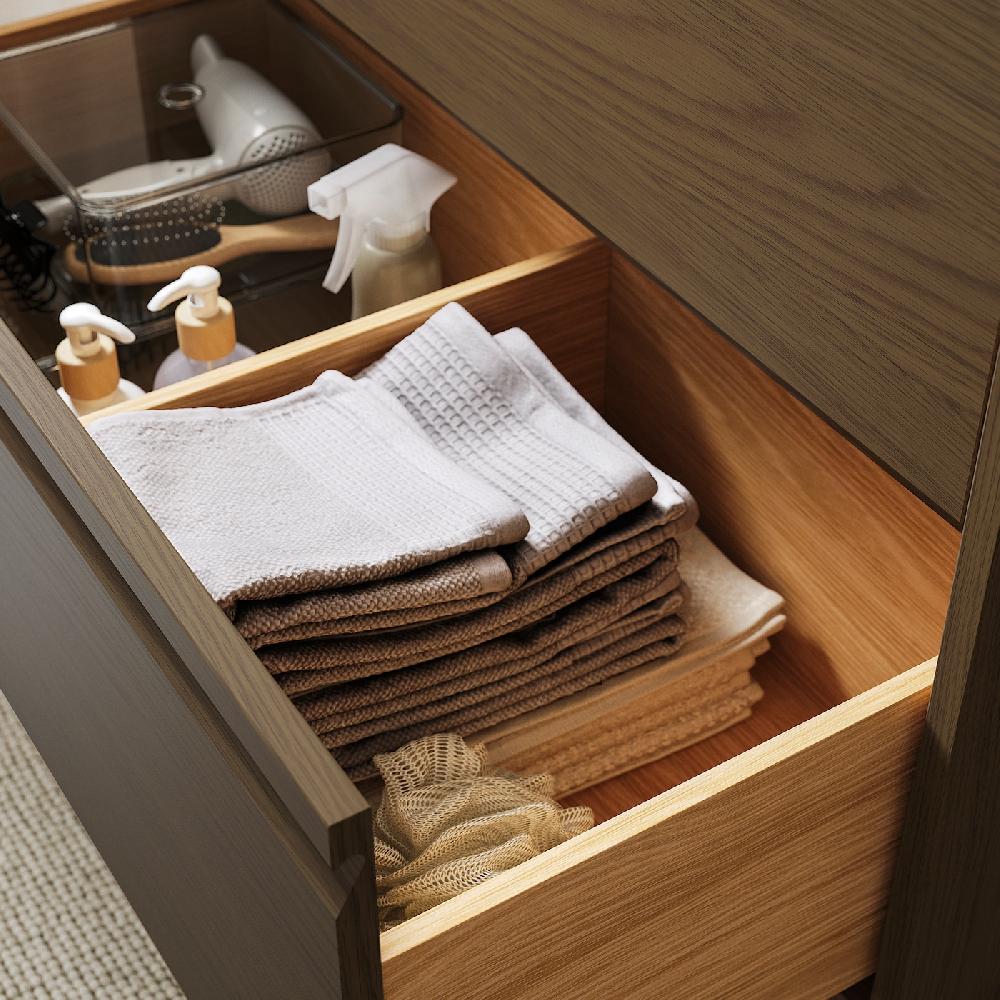 IKEA ÄNGSJÖN / BACKSJÖN Mobile Lavabo/cassetti/lavabo/misc Marrone Effetto Rovere/nero Effetto Marmo 82x49x71 Cm
