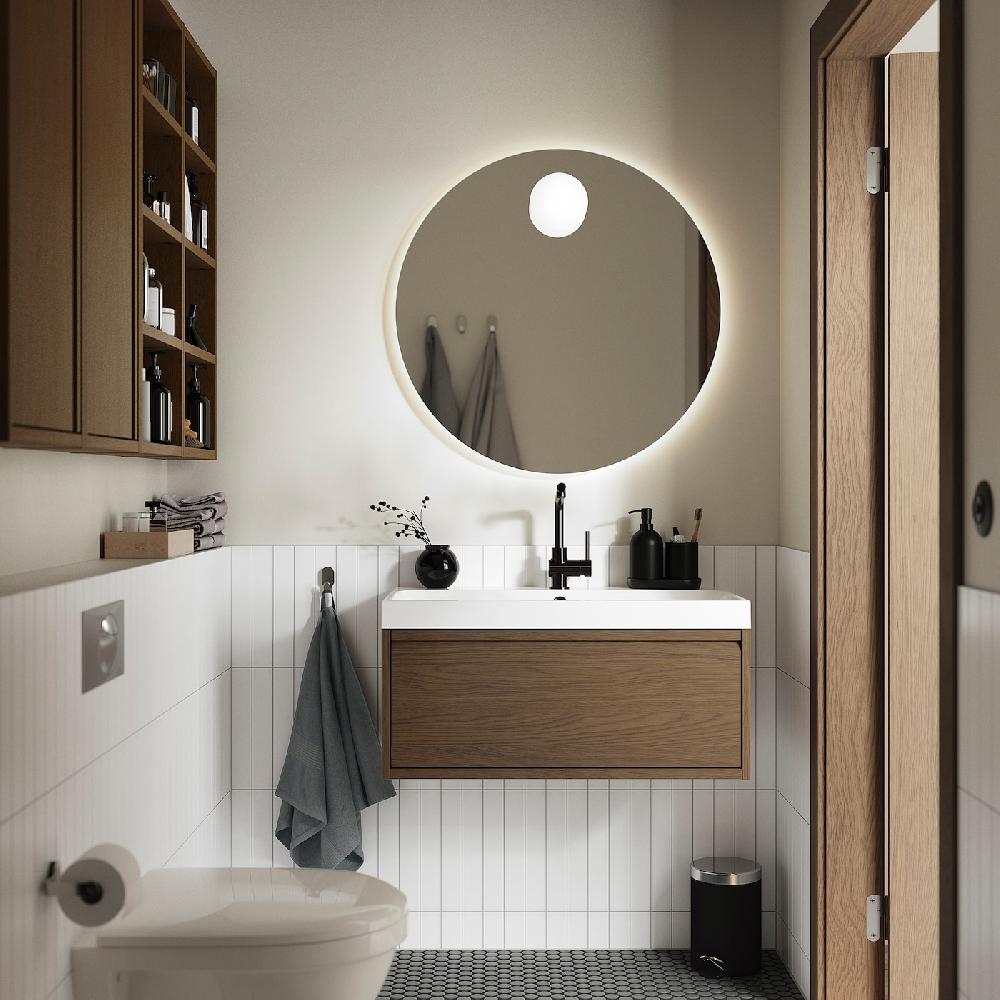 IKEA ÄNGSJÖN / BACKSJÖN Mobile Lavabo/cassetto/lavabo/misc Marrone Effetto Rovere 80x48x39 Cm