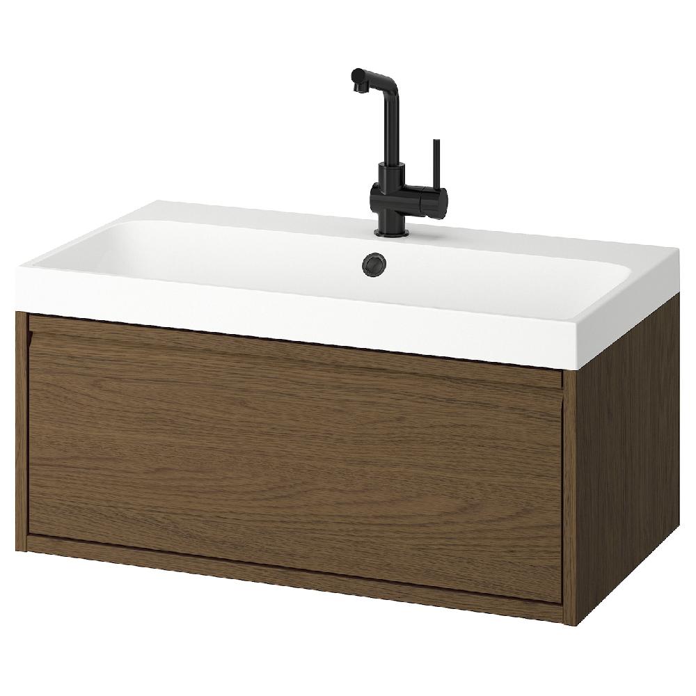 IKEA ÄNGSJÖN / BACKSJÖN Mobile lavabo/cassetto/lavabo/misc marrone effetto rovere 80x48x39 cm