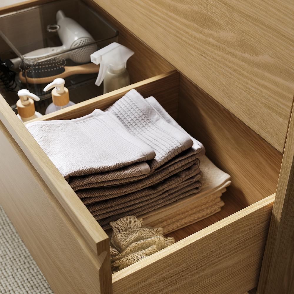 IKEA ÄNGSJÖN / BACKSJÖN Mobile Lavabo/lavabo/miscelatore Effetto Rovere/nero Effetto Marmo 102x49x71 Cm