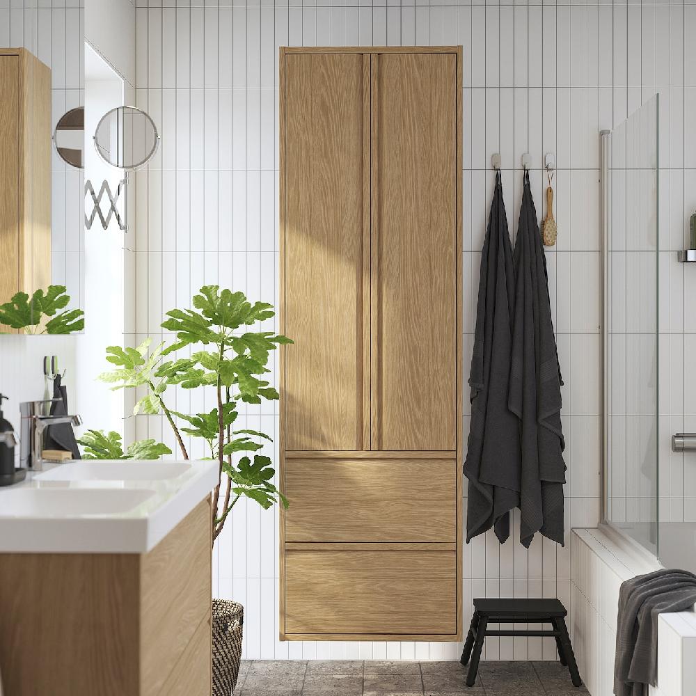 IKEA ÄNGSJÖN Mobile Alto Con Ante/cassetti Effetto Rovere 60x35x195 Cm