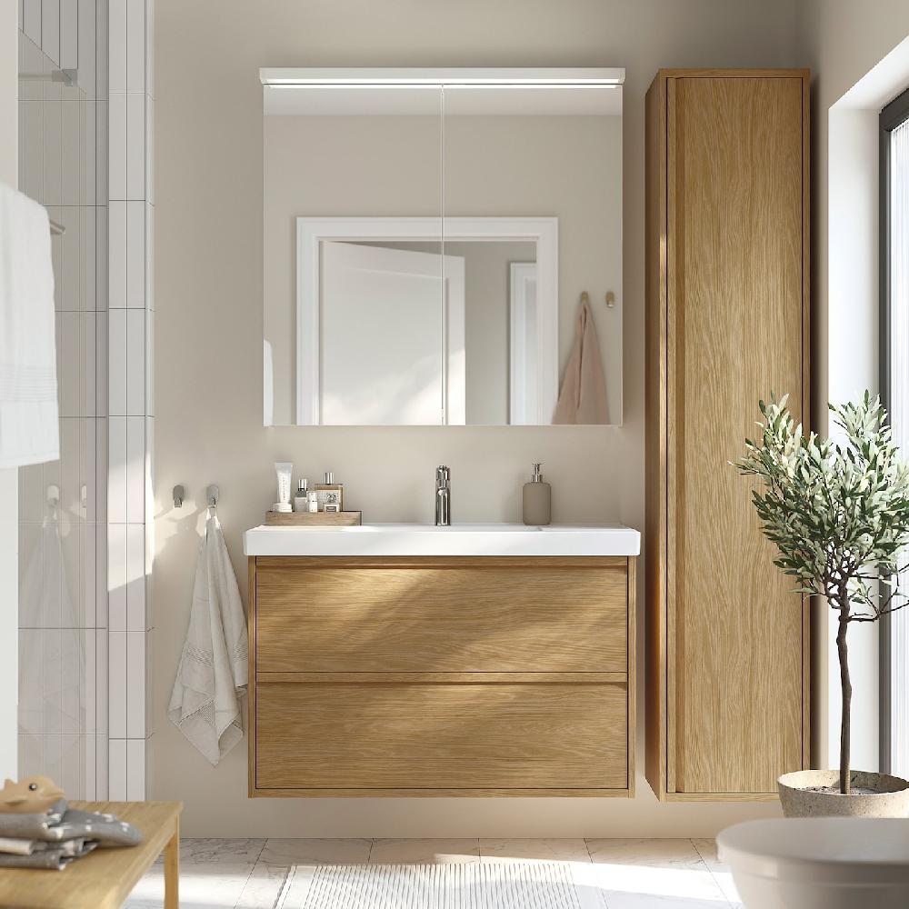 IKEA ÄNGSJÖN / ORRSJÖN Mobile Lavabo/cassetti/lavabo/misc Effetto Rovere 102x49x69 Cm