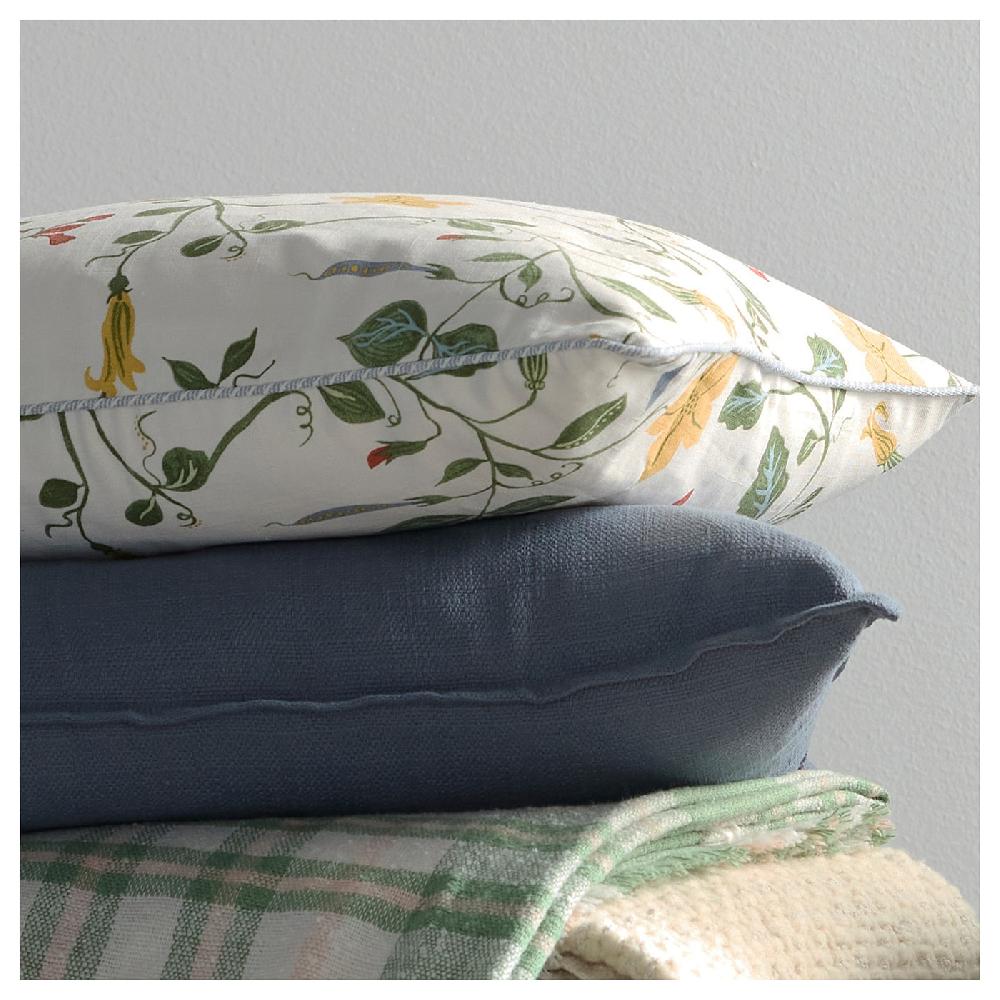 IKEA ÄNGSPALPMAL Fodera Per Cuscino Bianco/motivo Floreale 50x50 Cm