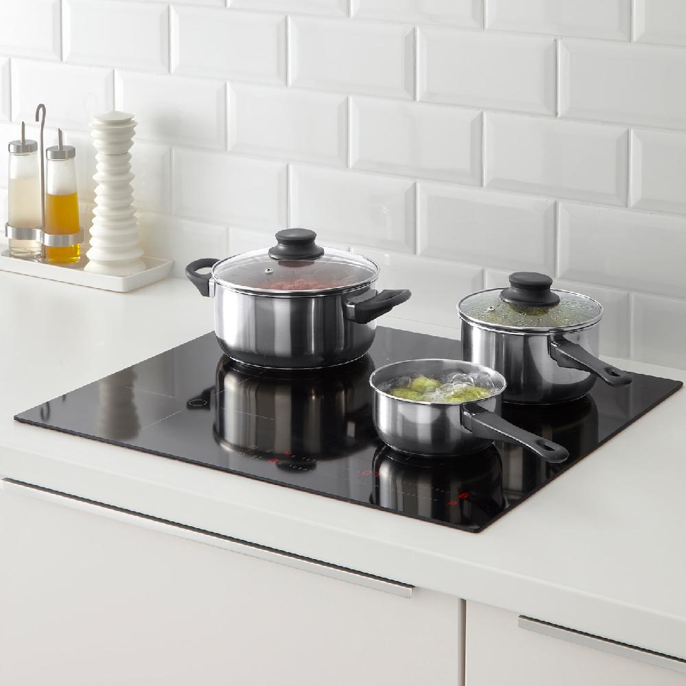 IKEA ANNONS Set Di 3 Pentole E 2 Coperchi Vetro/inox
