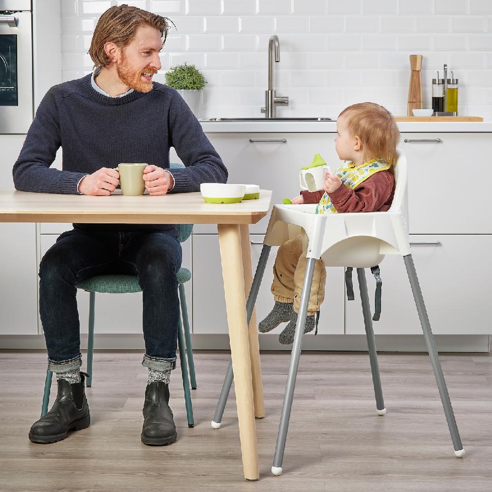 IKEA ANTILOP Seggiolone Con Cintura Di Sicurezza Bianco/color Argento