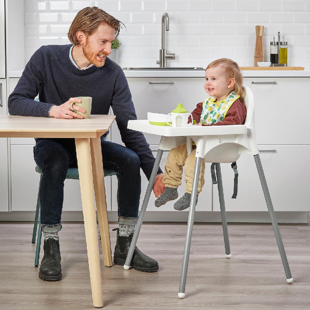 IKEA ANTILOP Seggiolone Con Vassoio Bianco/color Argento