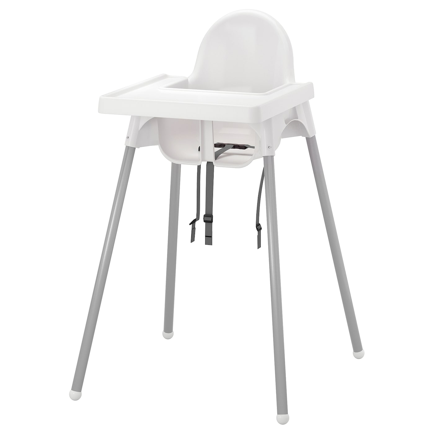 IKEA ANTILOP Seggiolone con vassoio bianco/color argento