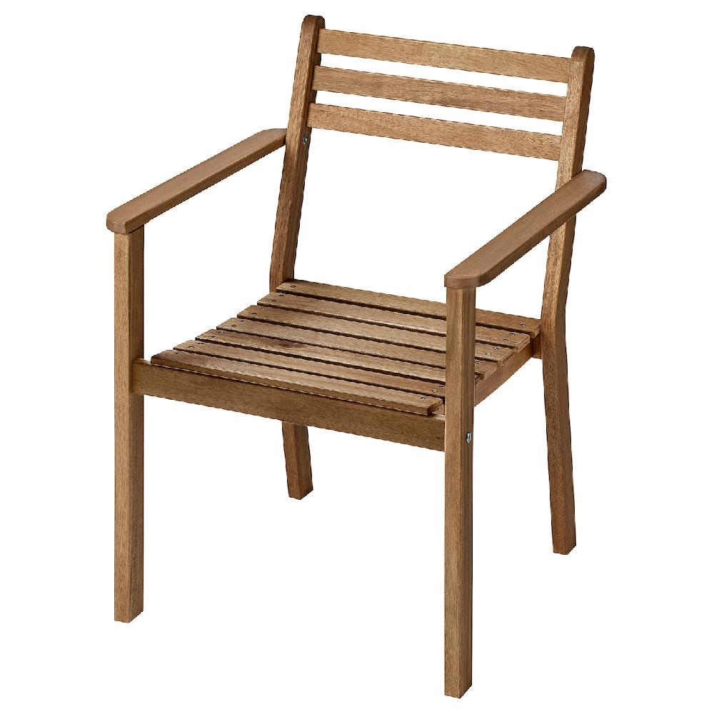 IKEA ASKHOLMEN Sedia con braccioli da giardino marrone scuro