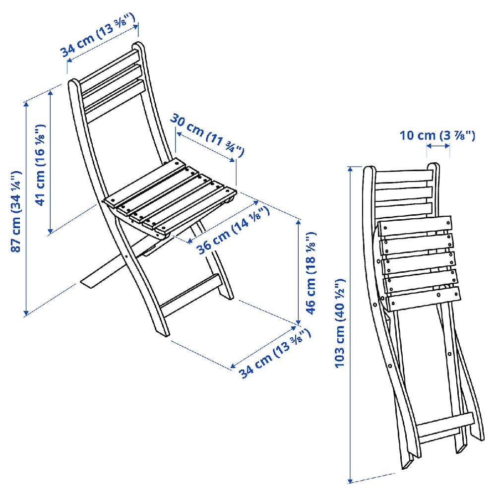 IKEA ASKHOLMEN Tavolo + 4 Sedie Pieghevoli Esterno Pieghevole Marrone Scuro