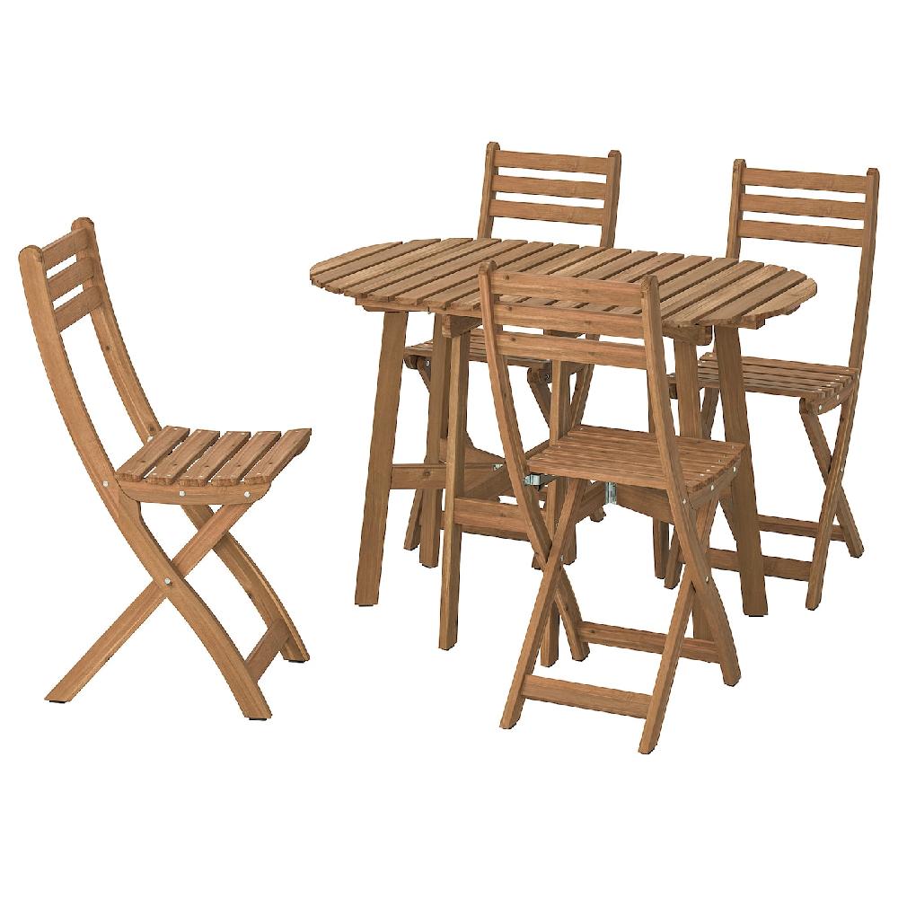 IKEA ASKHOLMEN Tavolo + 4 sedie pieghevoli esterno pieghevole marrone scuro