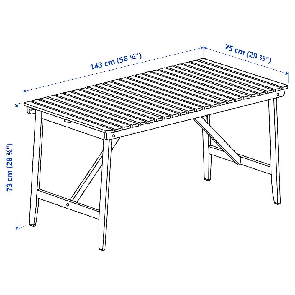IKEA ASKHOLMEN Tavolo Da Giardino Marrone Scuro 143x75 Cm