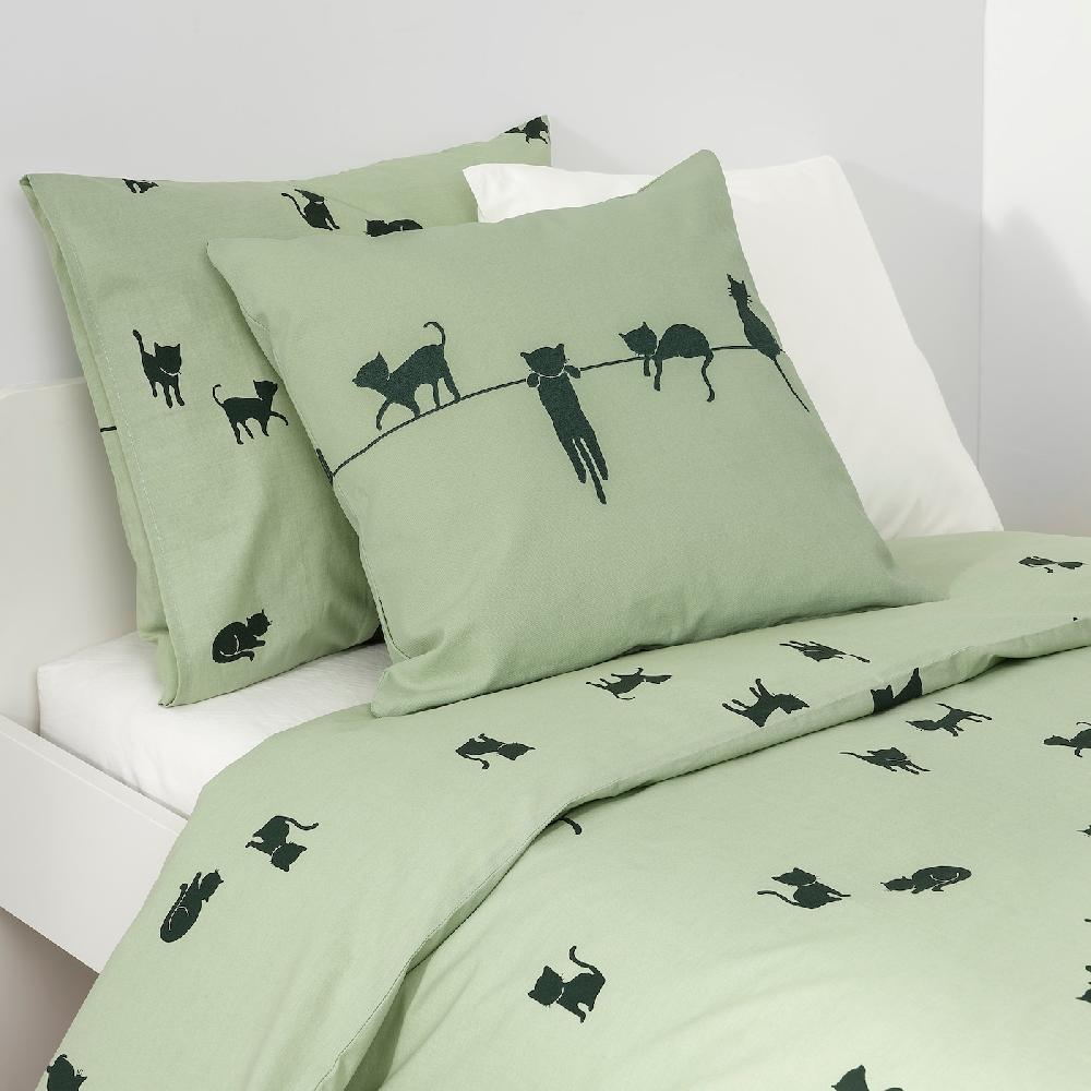 IKEA BARNDRÖM Fodera Per Cuscino Motivo Gatti/verde 50x50 Cm